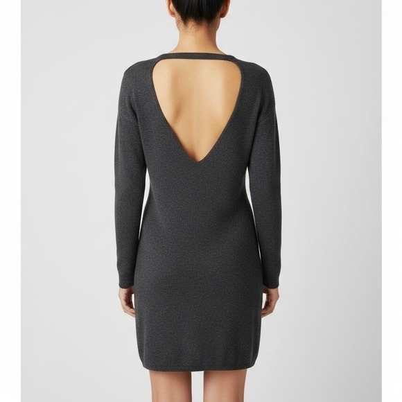 360 Cashmere Dresses & Skirts - 360 Cashmere Daniella 100% Cashmere Long Sleeve V-Back Sweater Dress Gray Small